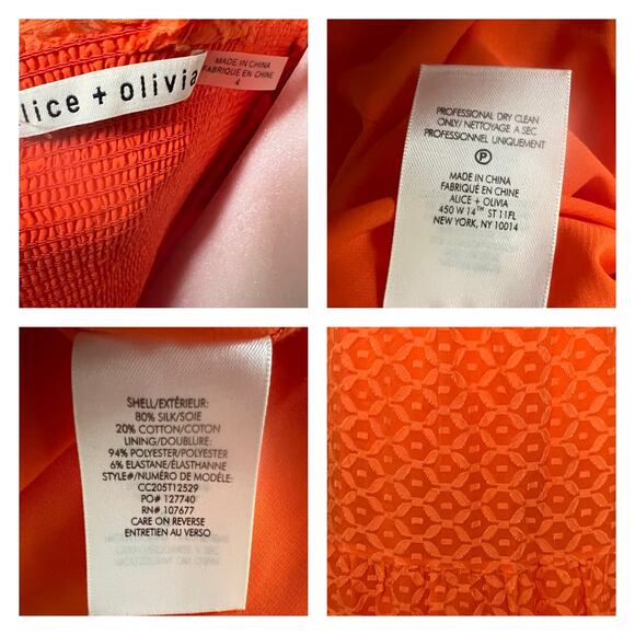 Alice + Olivia Neva Silk Blend Smocked Tiered Maxi Dress Size 4 - Picture 8 of 15